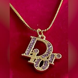 Dazzling Gold Necklace with Purple Accents Upcycled